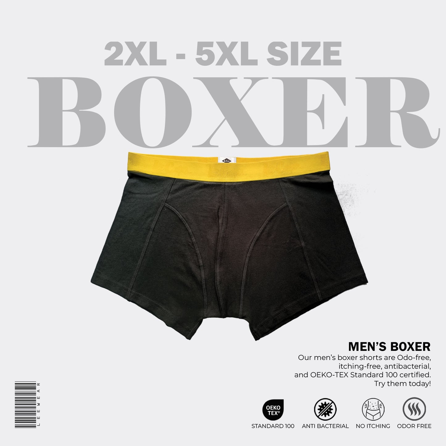 2 Pieces Combo Pack Lee Cooper Pure Cotton Breathable Men Boxer Black Print-BO21107