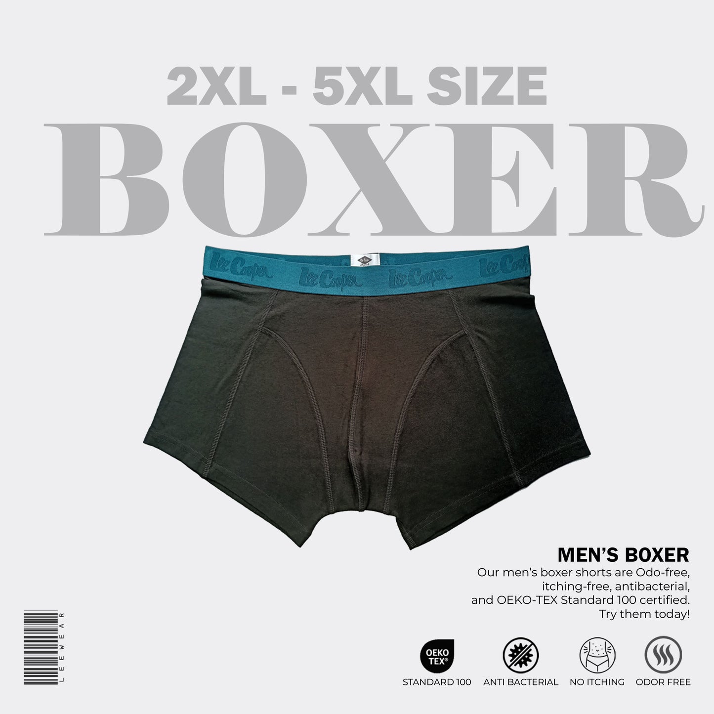 2 Pieces Combo Pack Lee Cooper Pure Cotton Breathable Men Boxer Black Print-BO21107