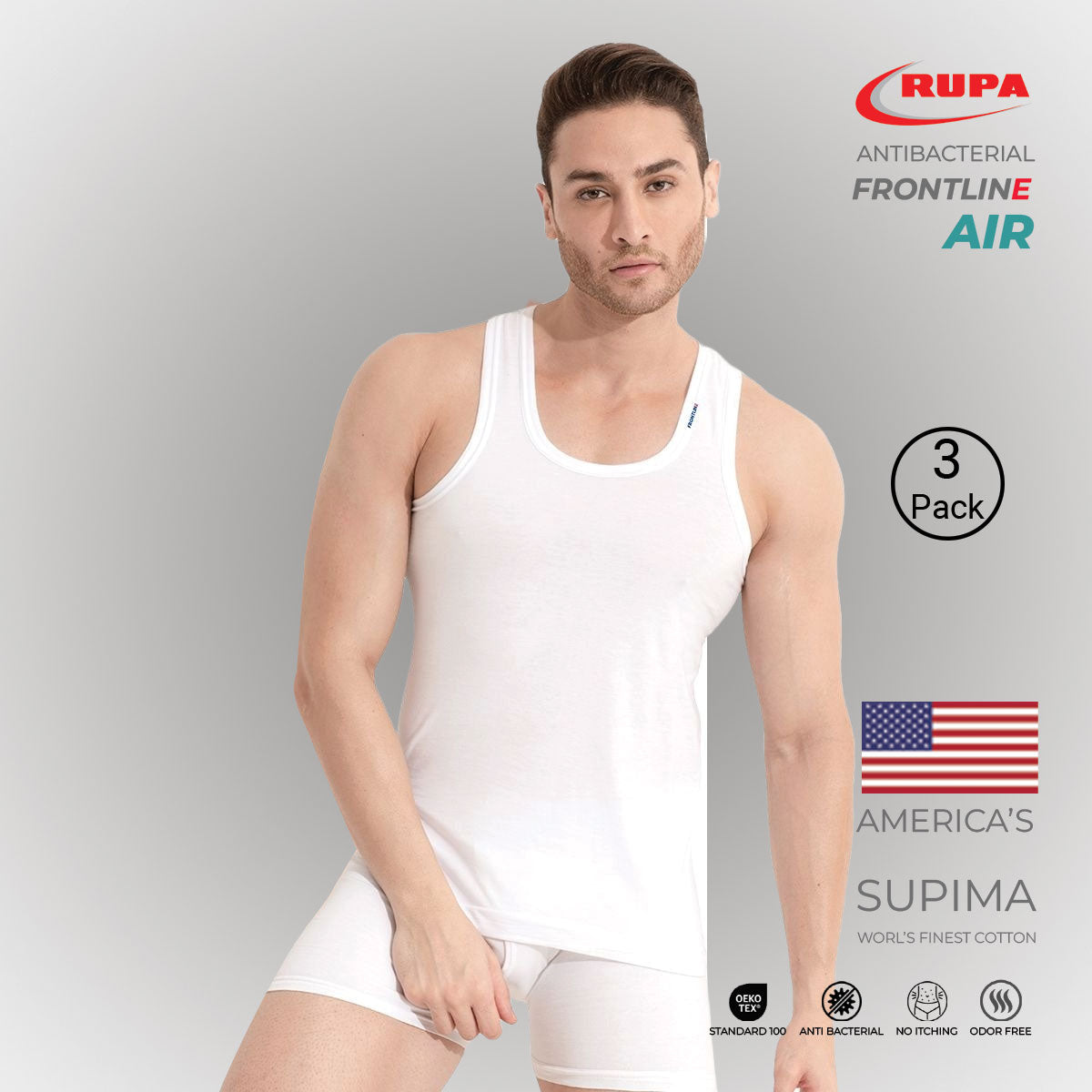 3 Pieces Rupa Antibacterial Frontline Air Vest VE21101_Qty03
