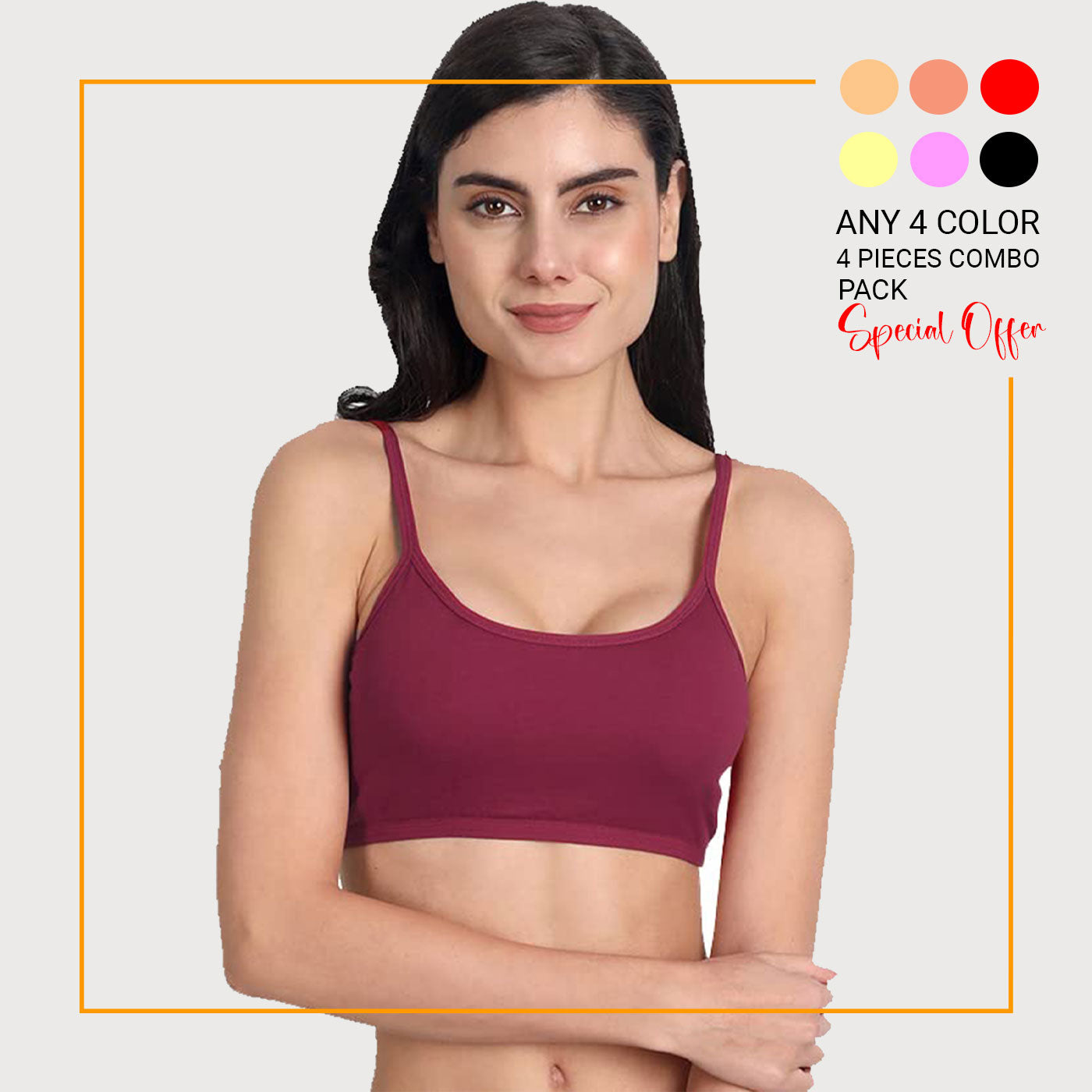 4 Pieces combo offer Comfortable and Stylish Cotton T-shirt Bra for Trendy Teen Girls BR21103 Qty 04