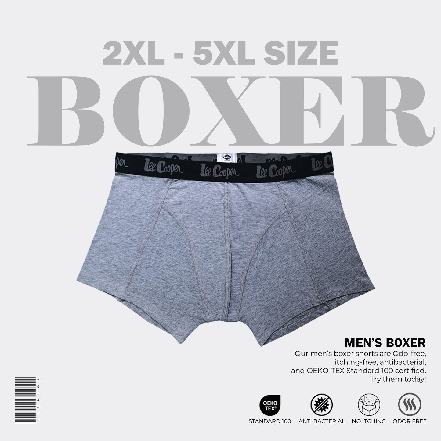 3 Pieces Combo Lee Cooper Pure Cotton Breathable Men Boxer Black Print-BO10202