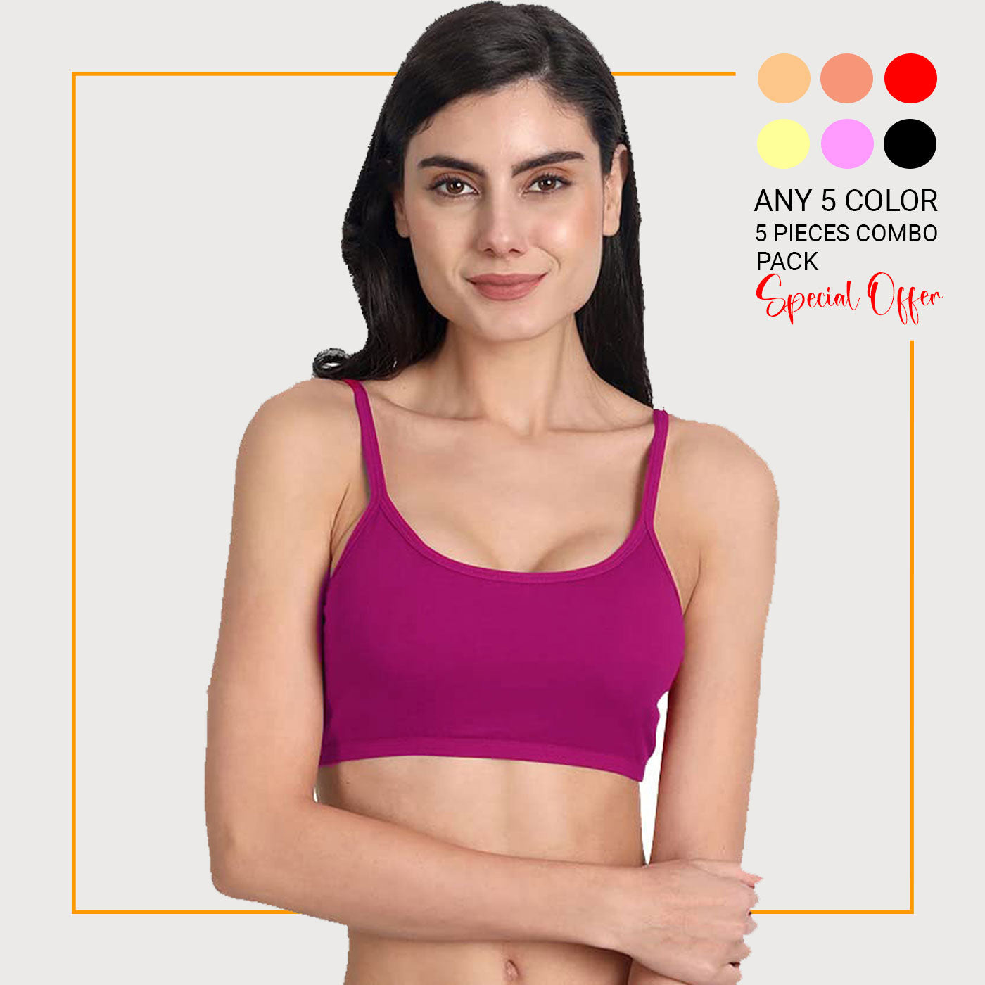 5 Pieces combo offer Comfortable and Stylish Cotton T-shirt Bra for Trendy Teen Girls BR21103 Qty 05