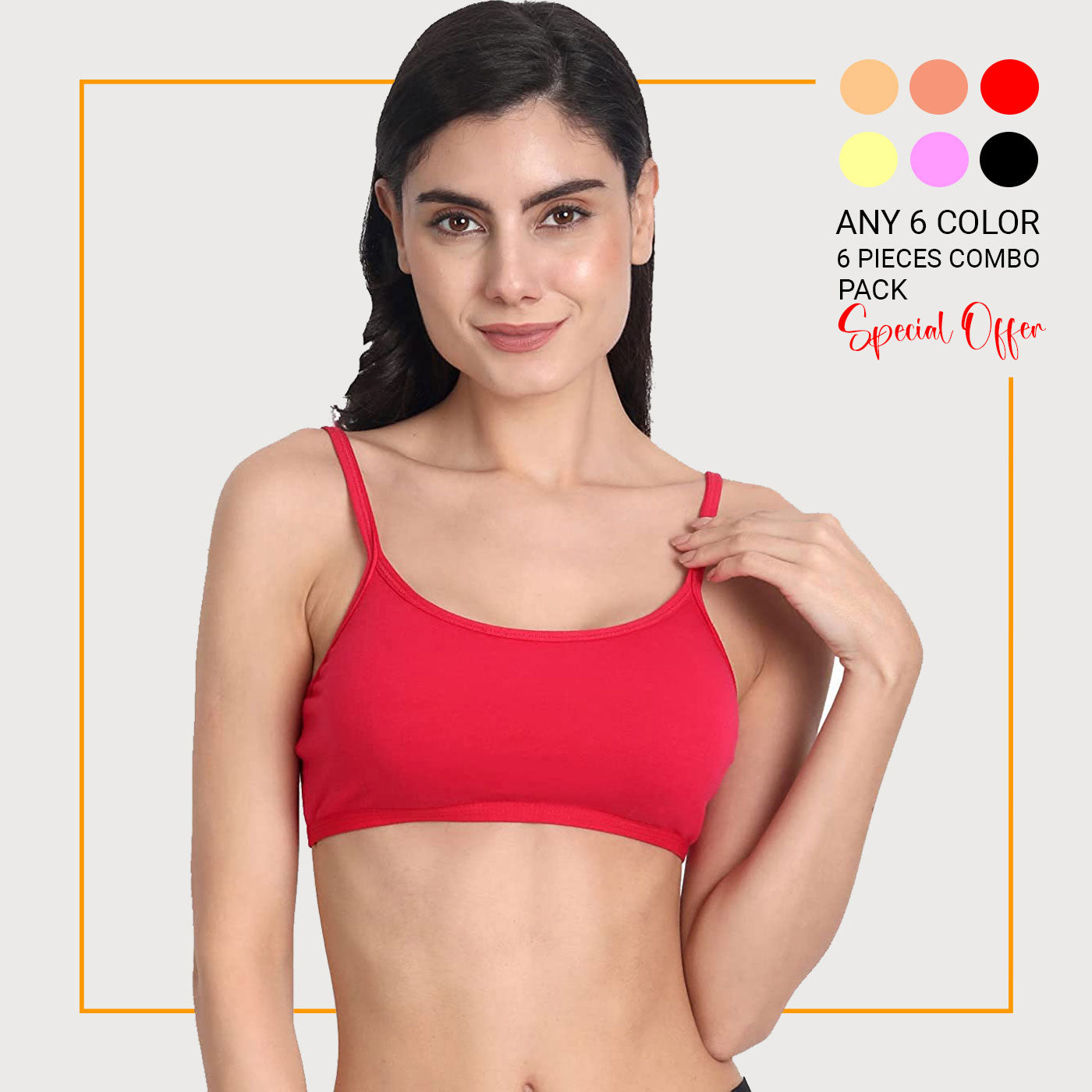 6 Pieces combo offer Comfortable and Stylish Cotton T-shirt Bra for Trendy Teen Girls BR21103 Qty 06
