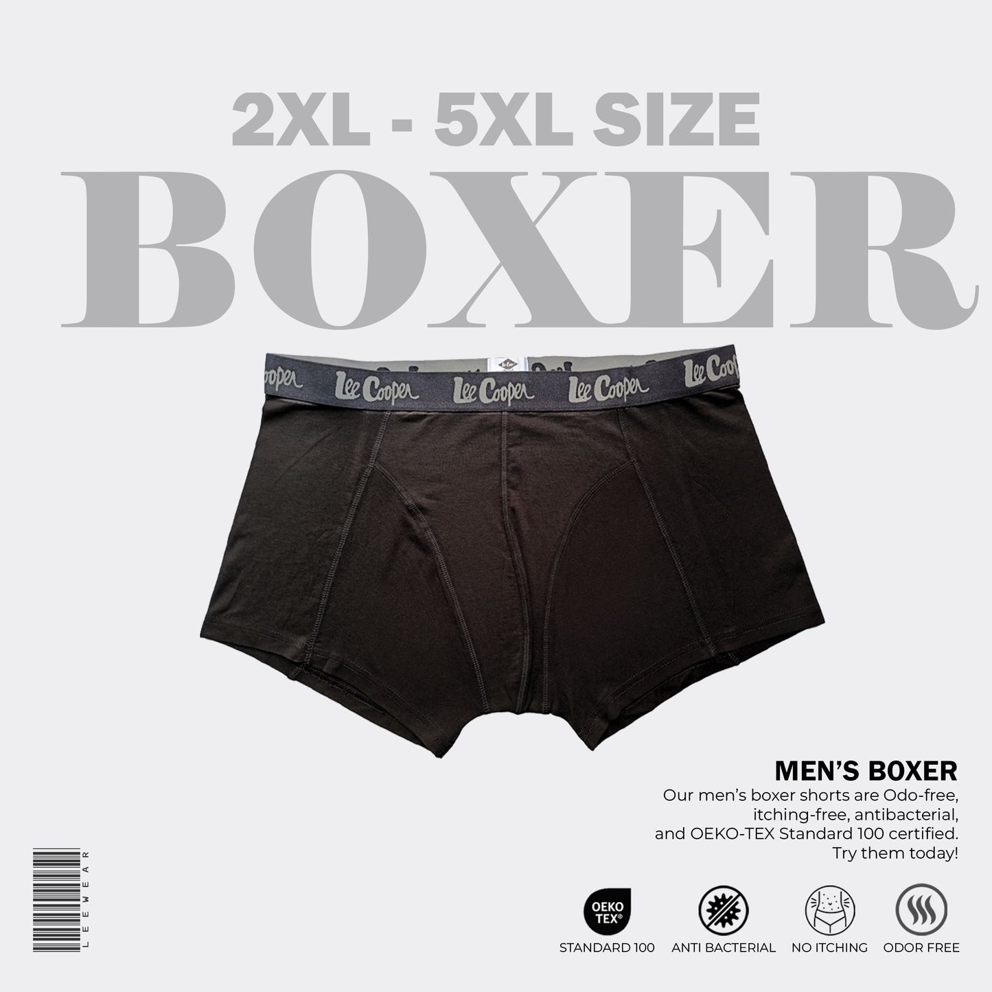 3 Pieces Combo Lee Cooper Pure Cotton Breathable Men Boxer Black Print-BO10202