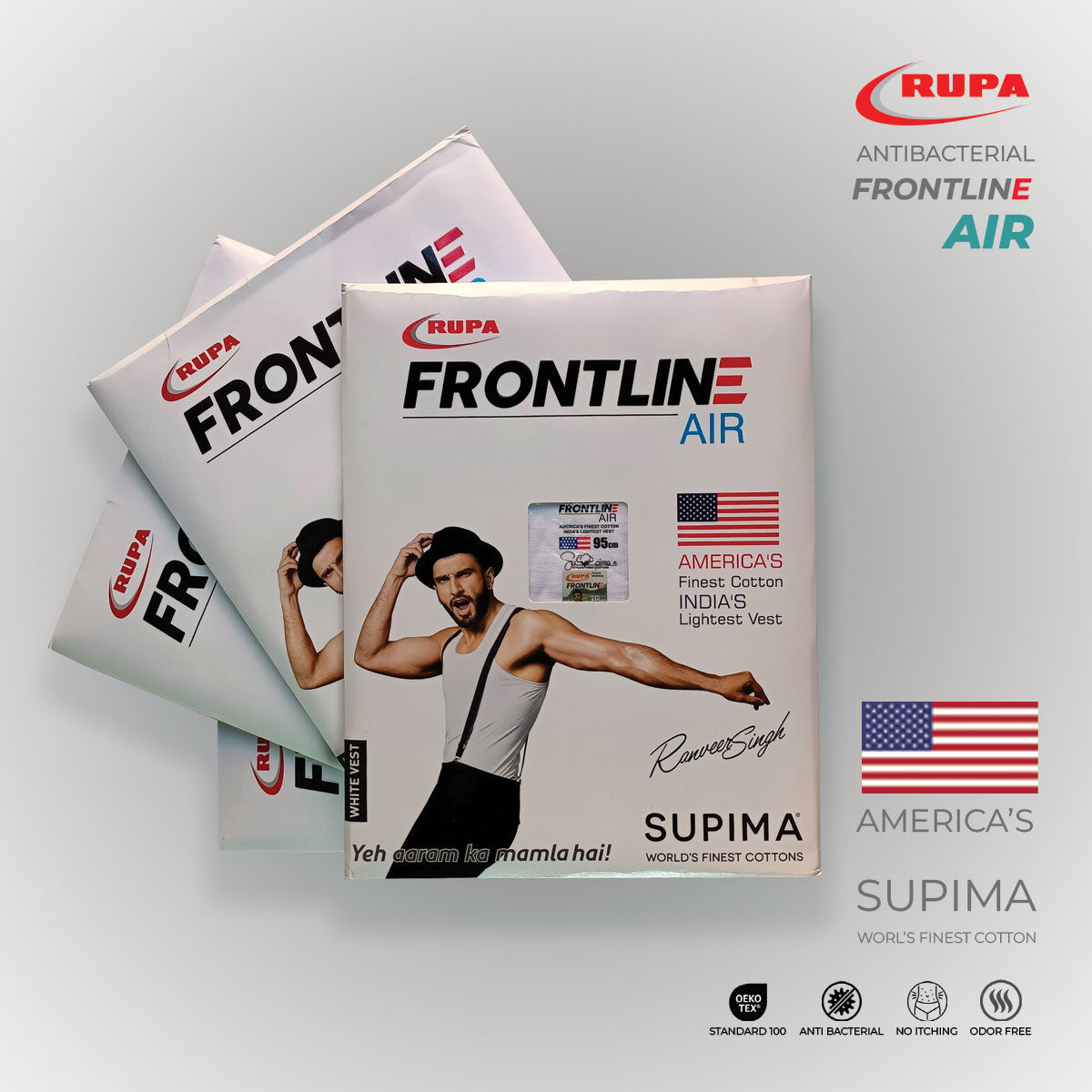 3 Pieces Rupa Antibacterial Frontline Air Vest VE21101_Qty03