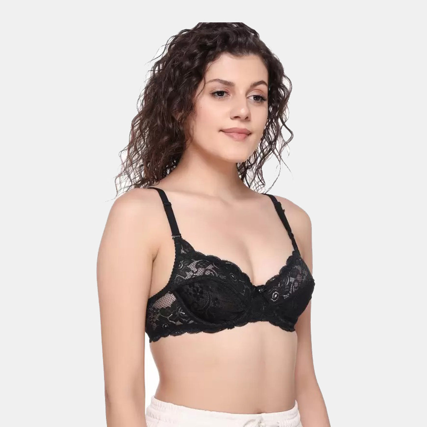 Juliet Kajal Lace Spandex Pad less Wire free Full coverage Bra BR23102