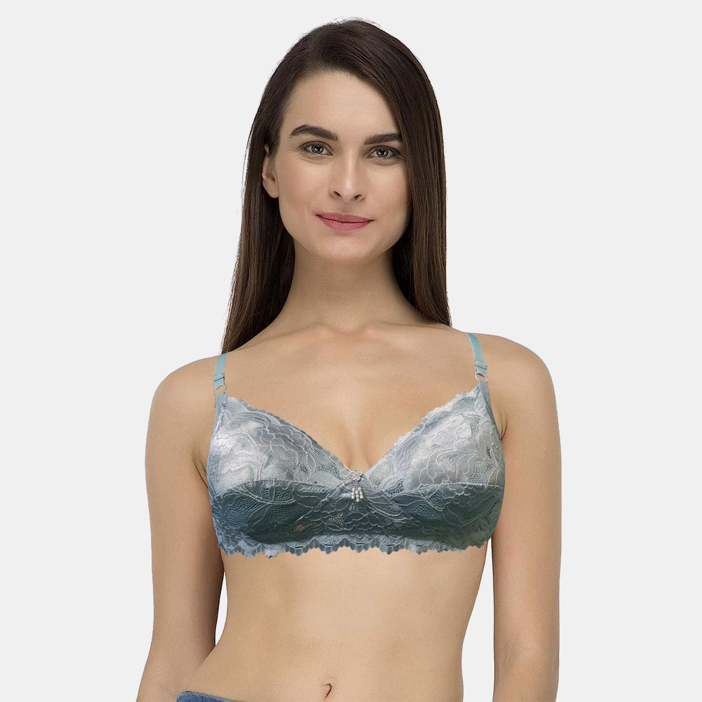 2 Pieces Combo Pack Juliet Maloti Lace Spandex Pad less Wire free Full coverage Bra BR21112 Qty=02