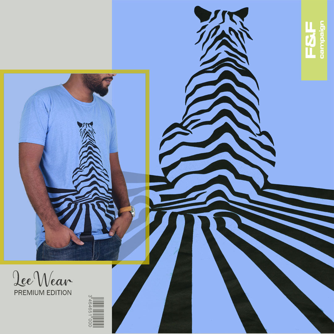 Sky Blue Color Tiger Print T-Shirts TS21101