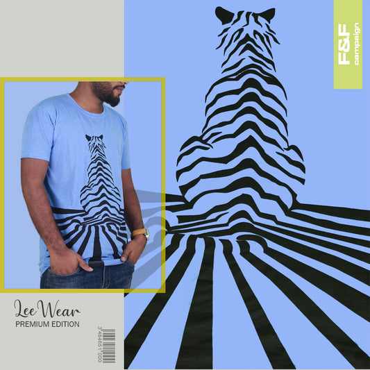 Sky Blue Color Tiger Print T-Shirts TS21101