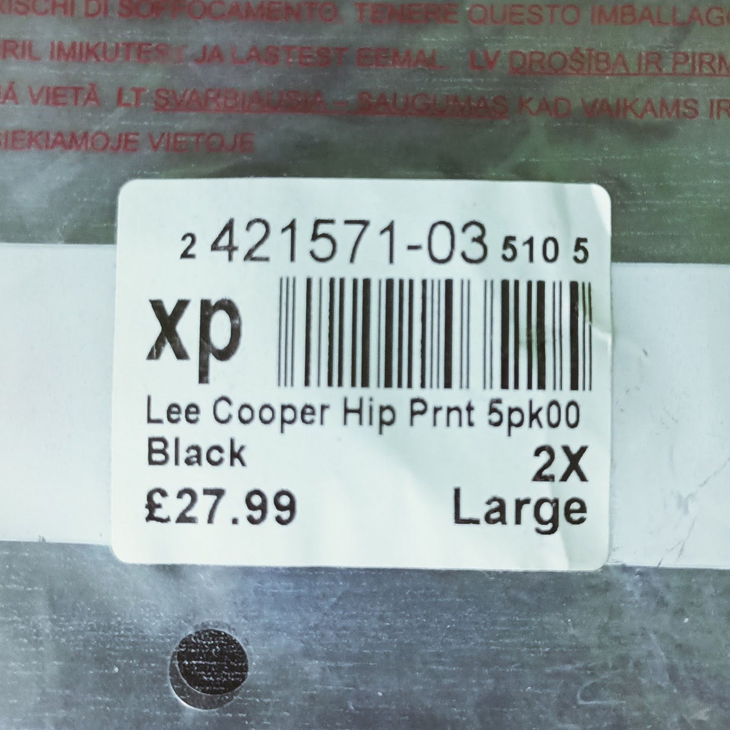 2 Pieces Combo Pack Lee Cooper Pure Cotton Breathable Men Boxer Black Print-BO21107