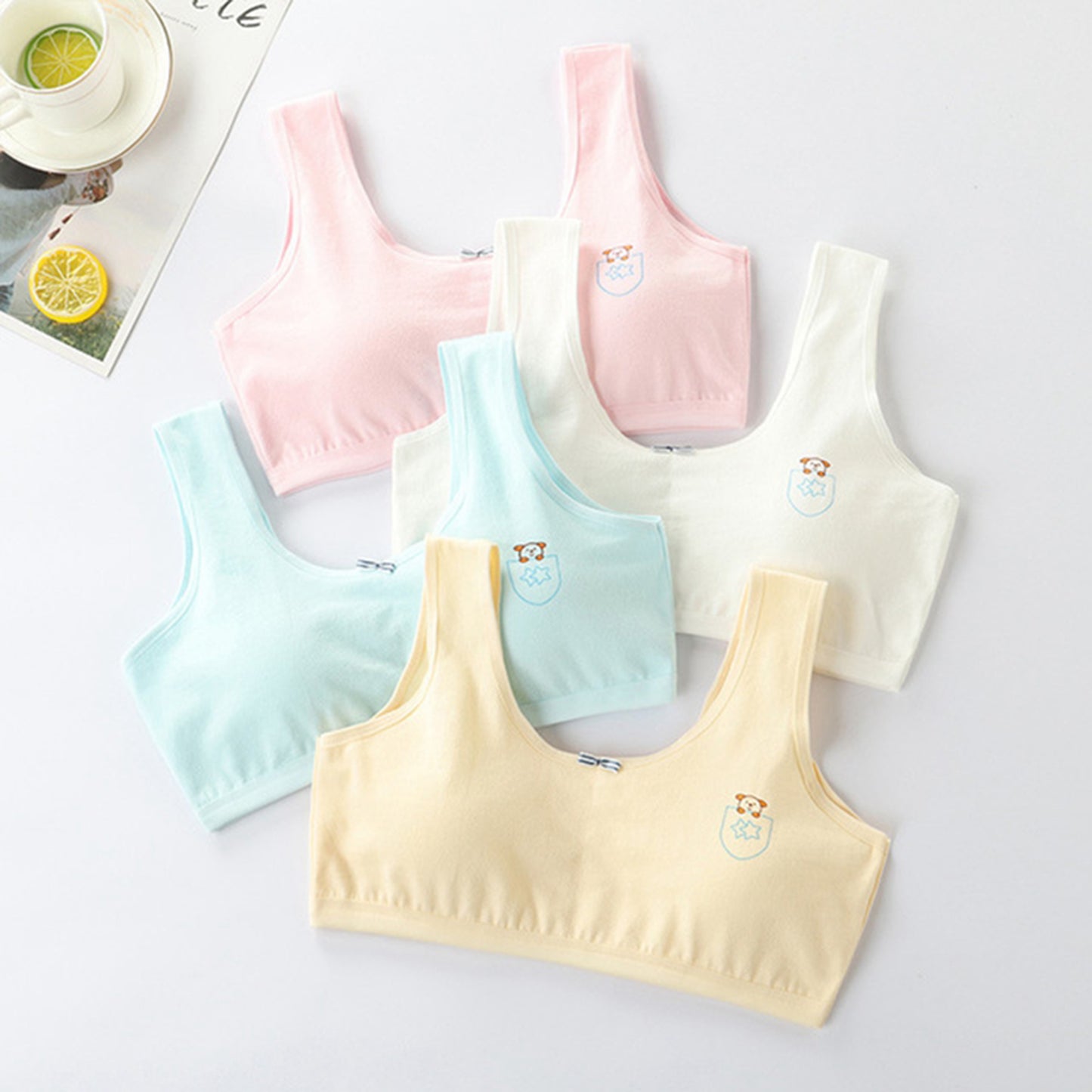 Kids Girls Cotton Underwear Padded Bra Vest Sports for Everyday Bra BR22106