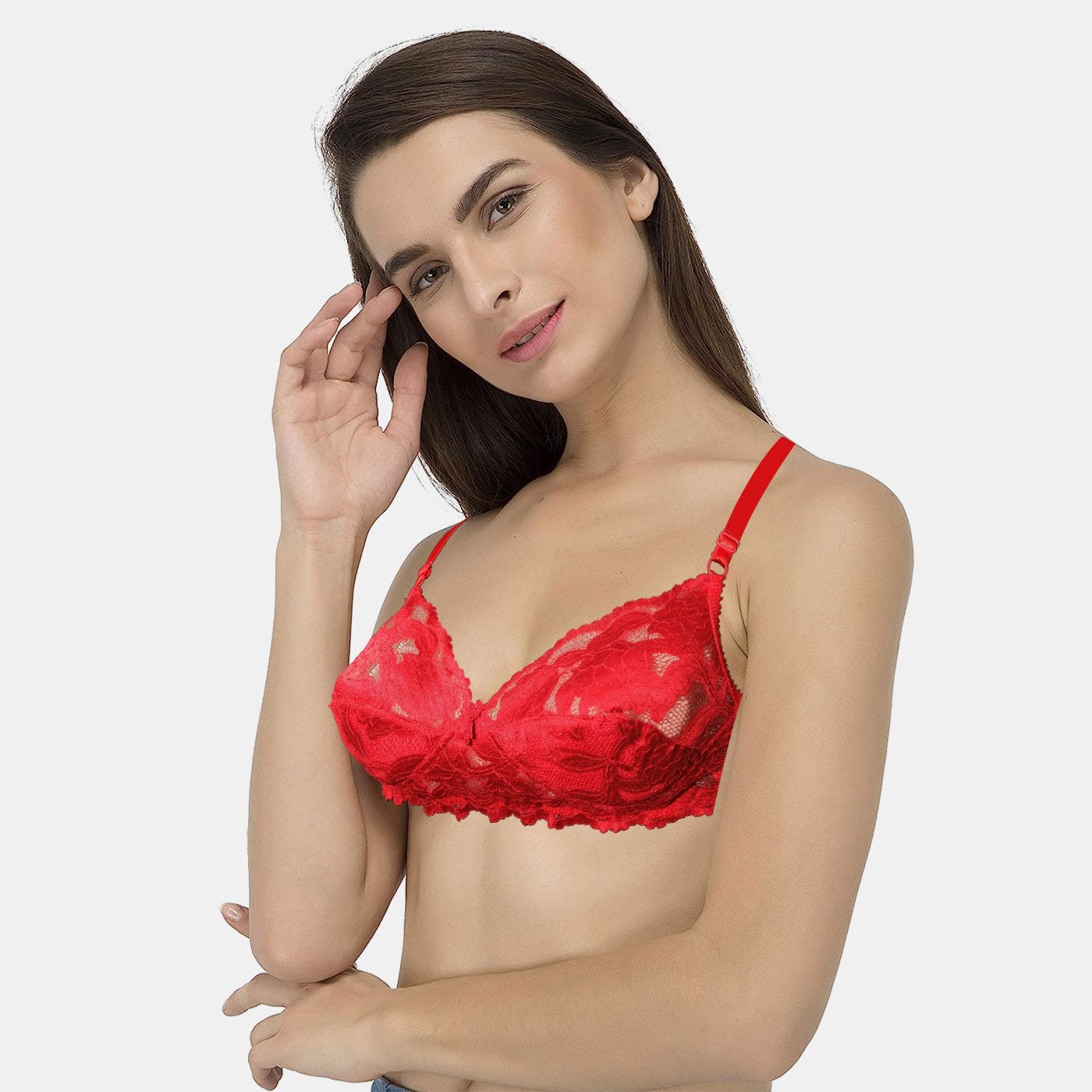 2 Pieces Combo Pack Juliet Maloti Lace Spandex Pad less Wire free Full coverage Bra BR21112 Qty=02
