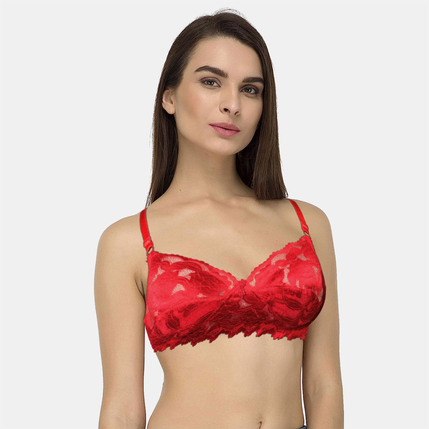 2 Pieces Combo Pack Juliet Maloti Lace Spandex Pad less Wire free Full coverage Bra BR21112 Qty=02