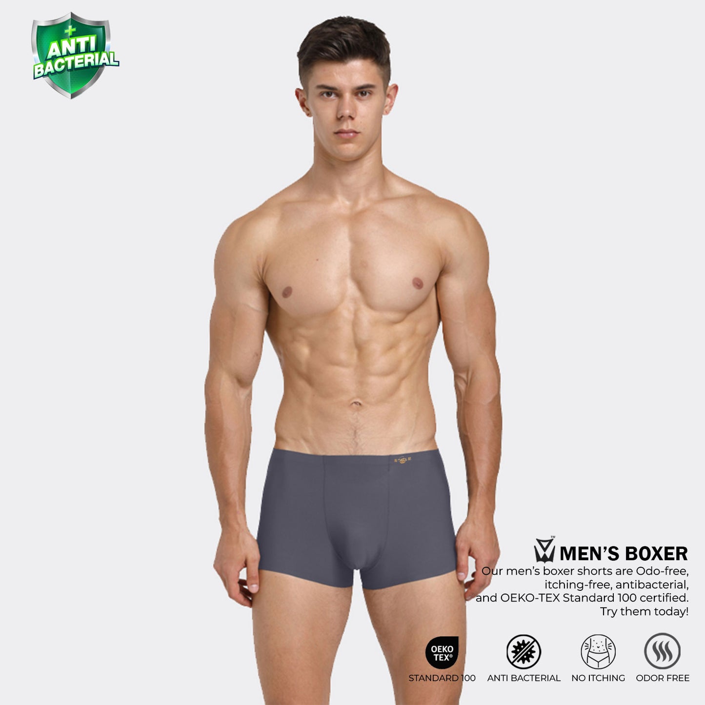 Men Ultra Thin Breathable Underwear Solid Color Magenta-BO23101