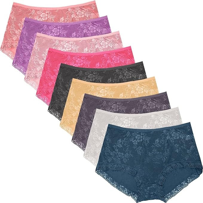 4 Color 4 Pieces Combo Offer Women's Full Coverage Lace Hipster Panty Briefs PA21114 Qty-04