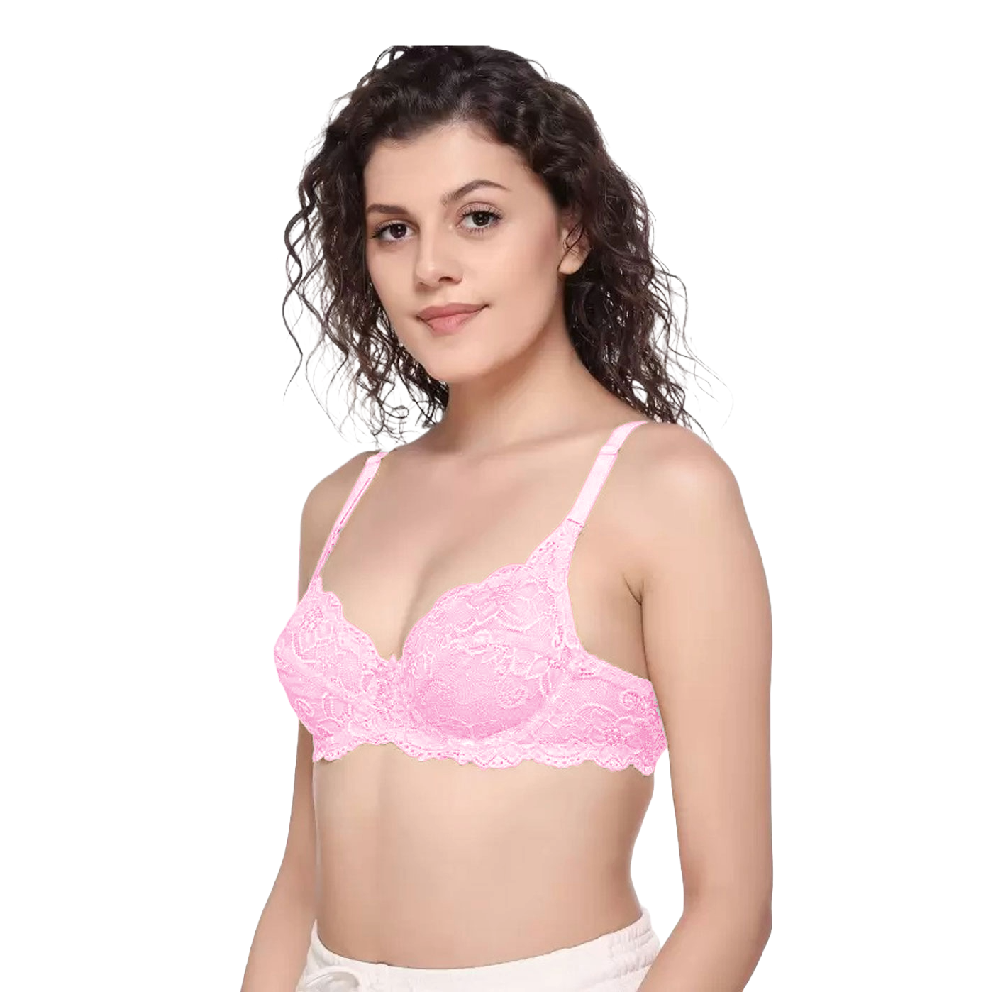Juliet Kajal Lace Spandex Pad less Wire free Full coverage Bra BR23102