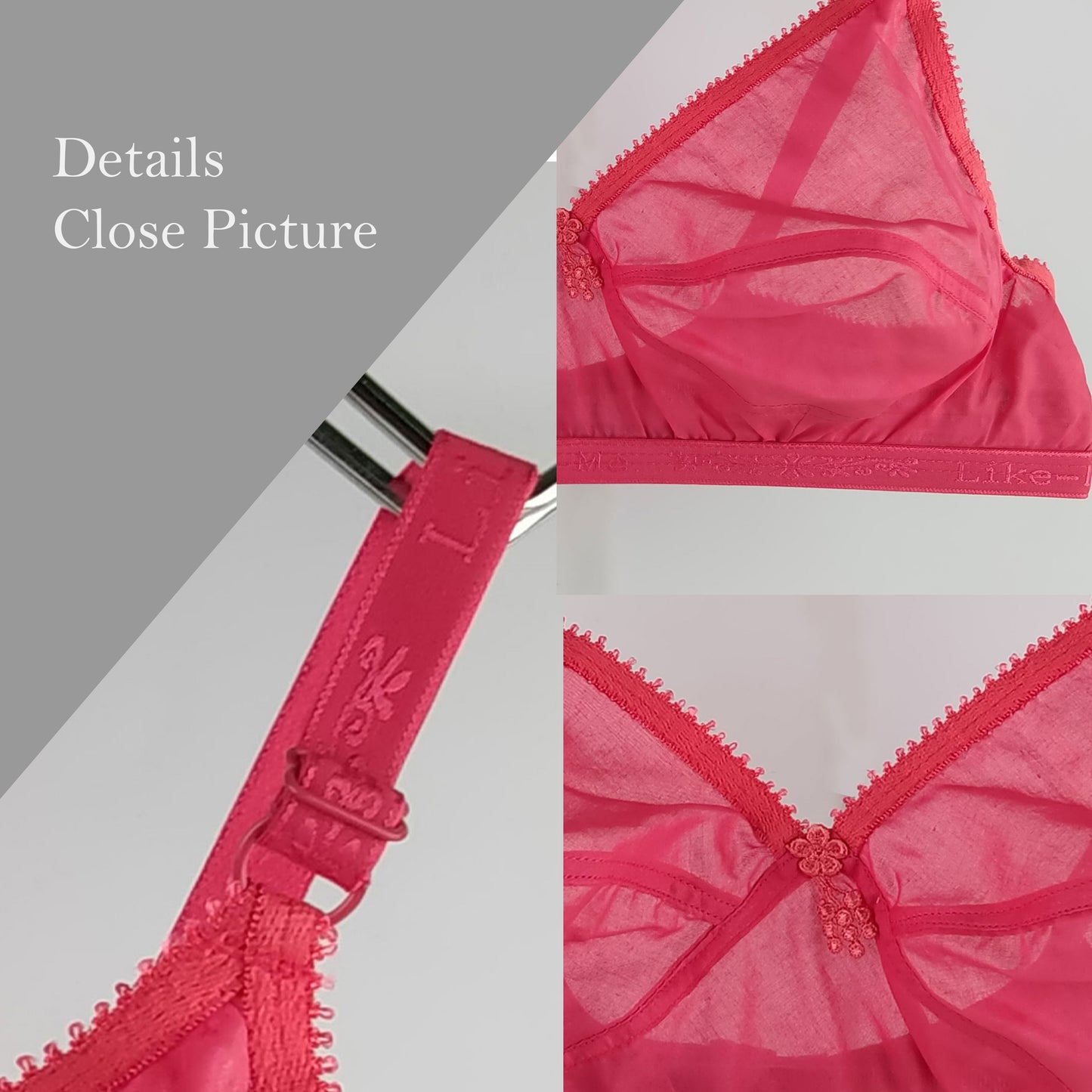 4 Pieces Bundle Offer Like-Me Rosea Plain Voile Cotton Fabrics Bra BR21114-01