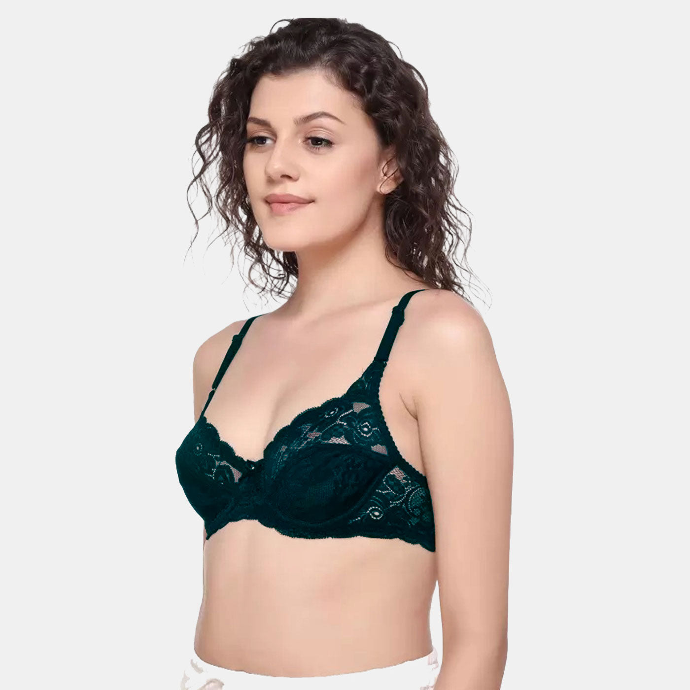 Juliet Kajal Lace Spandex Pad less Wire free Full coverage Bra BR23102