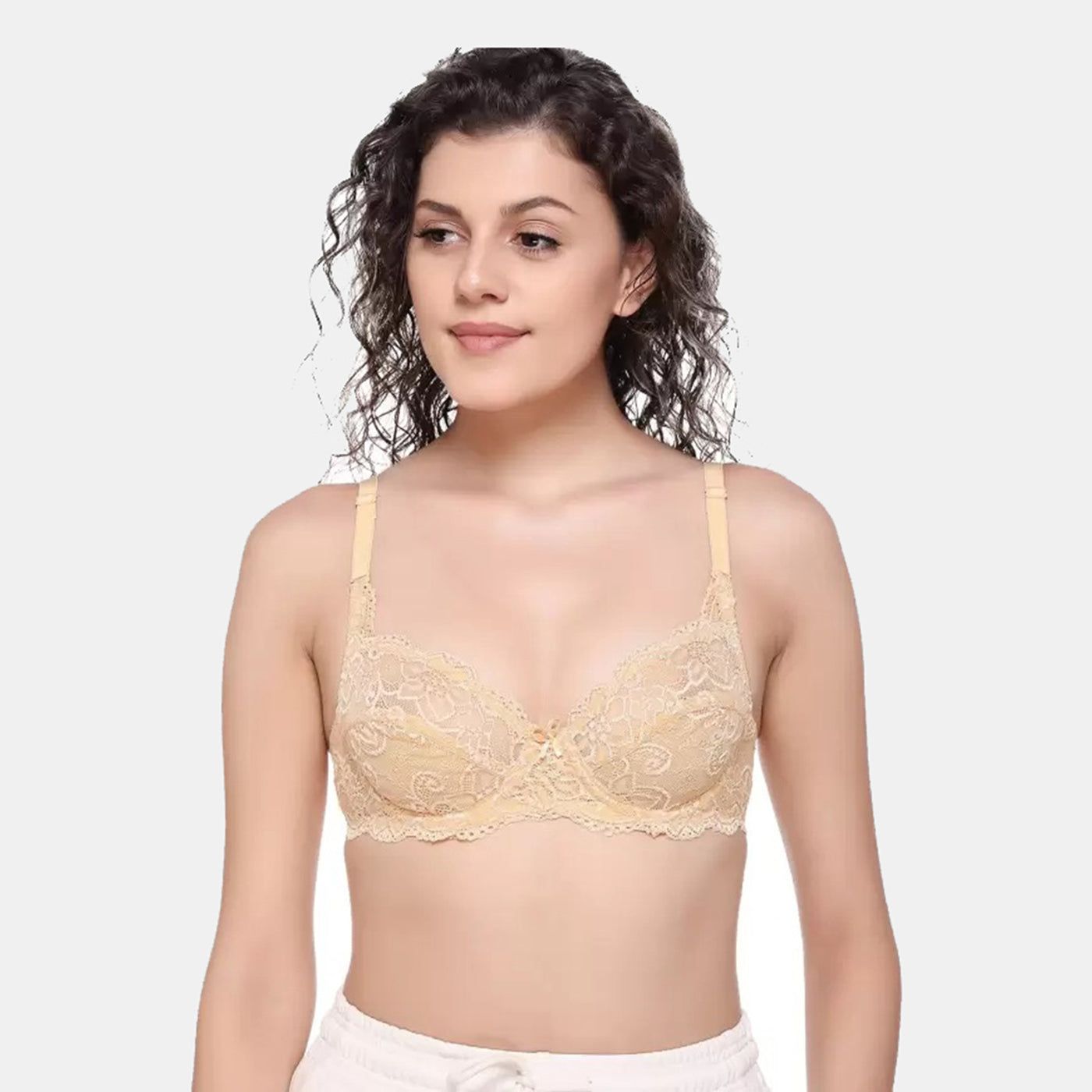 Juliet Kajal Lace Spandex Pad less Wire free Full coverage Bra BR23102