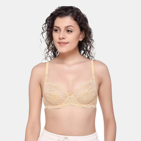 Juliet Kajal Lace Spandex Pad less Wire free Full coverage Bra BR23102
