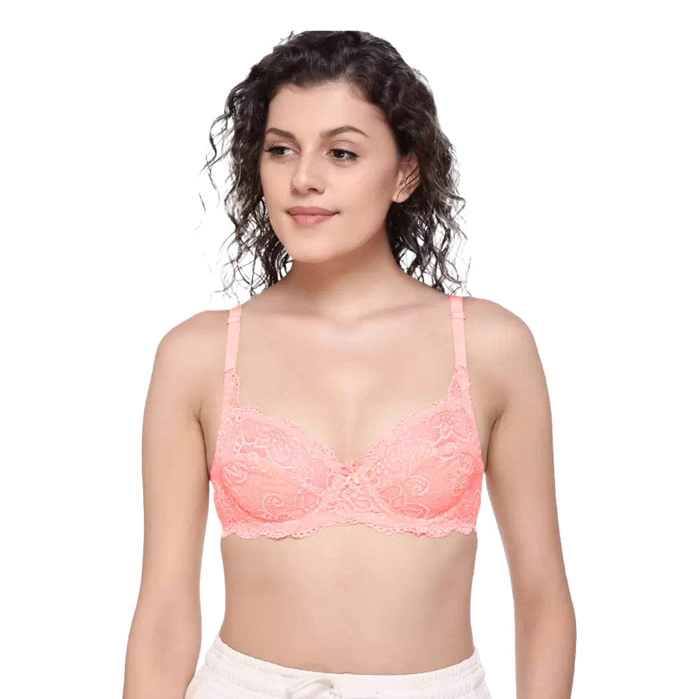 Juliet Kajal Lace Spandex Pad less Wire free Full coverage Bra BR23102
