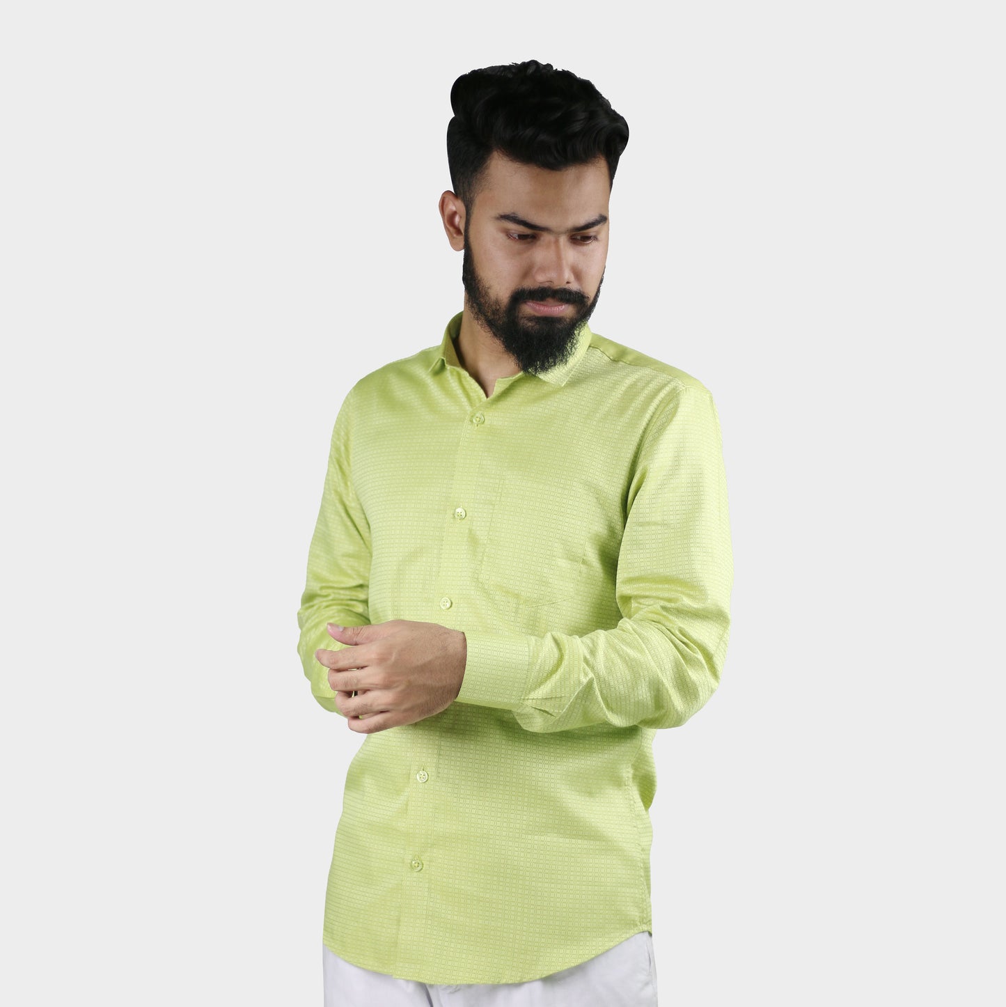 Airvind jacquard cotton long sleeve men's shirt Pine Glade SH21118