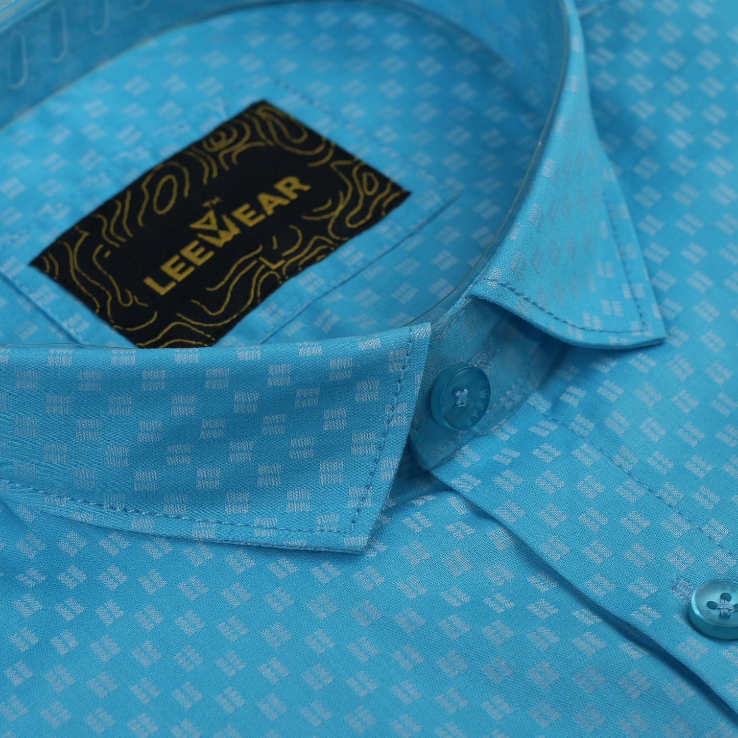 Airvind jacquard cotton long sleeve men's shirt Turquoise Blue SH21104