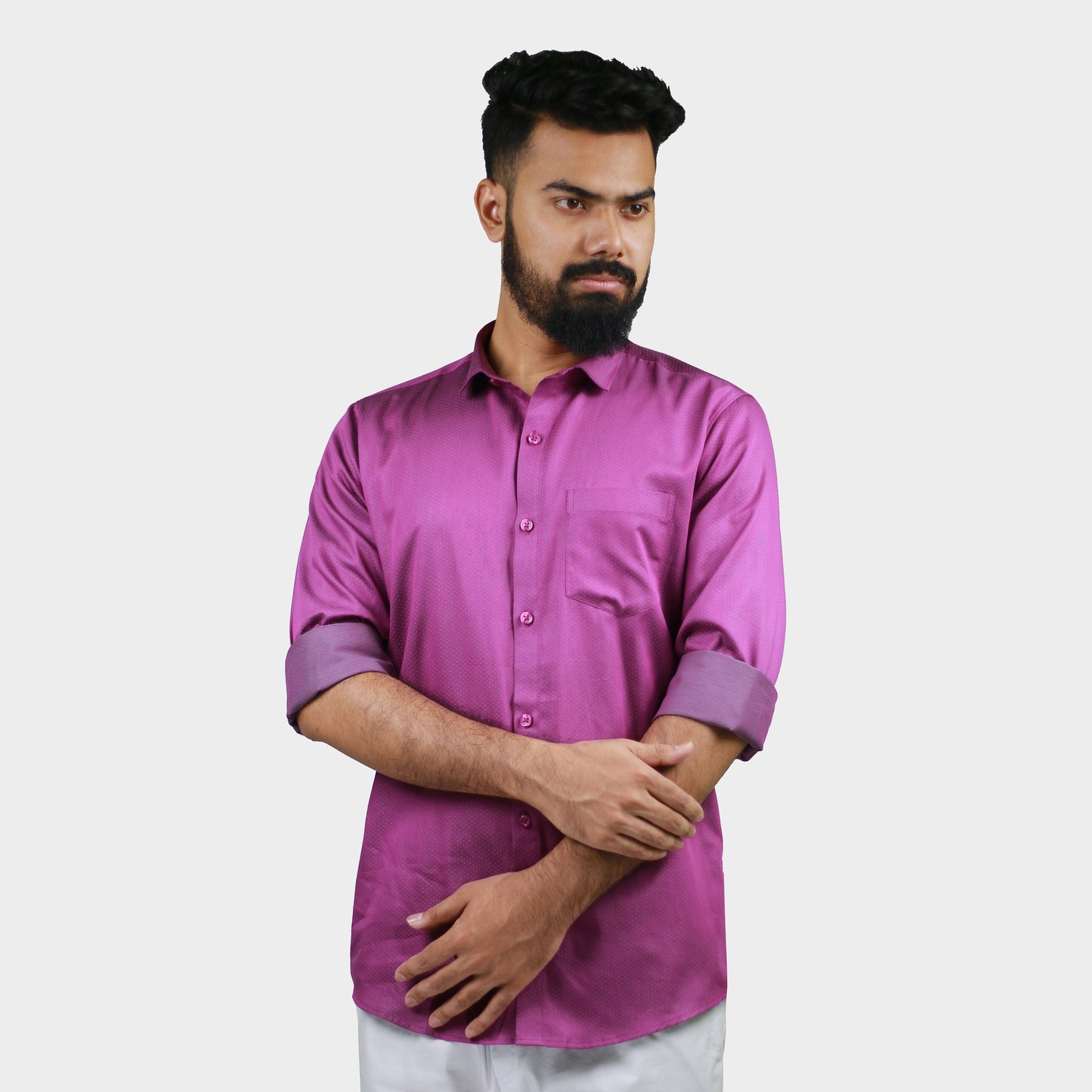 Airvind jacquard cotton long sleeve men's shirt Violet Blue SH21111