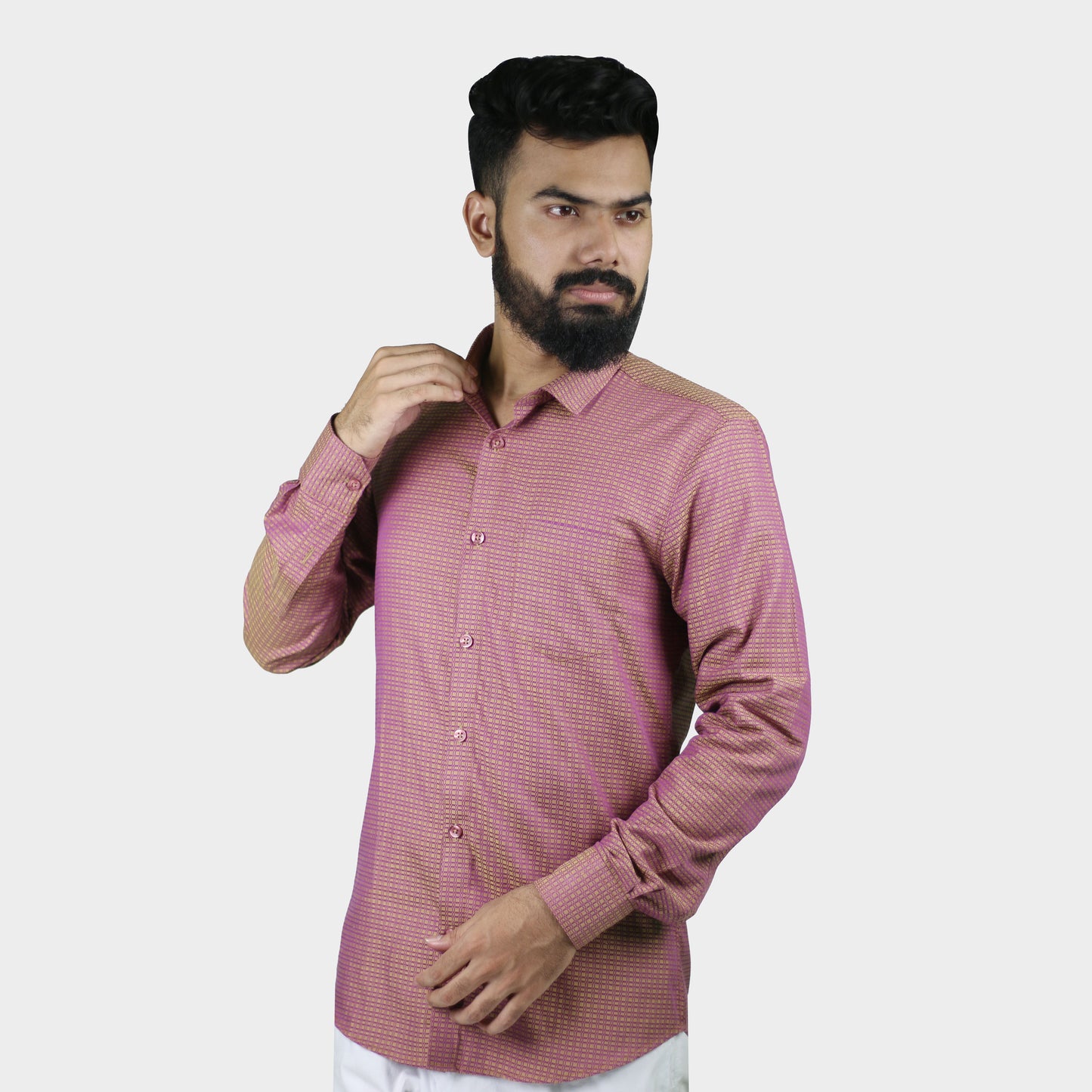 Airvind jacquard cotton long sleeve men's shirt Violet Blue SH21121