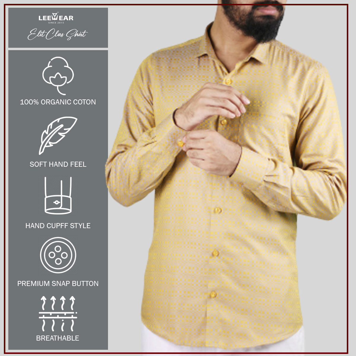 Airvind jacquard cotton long sleeve men's shirt Reef Gold SH21108