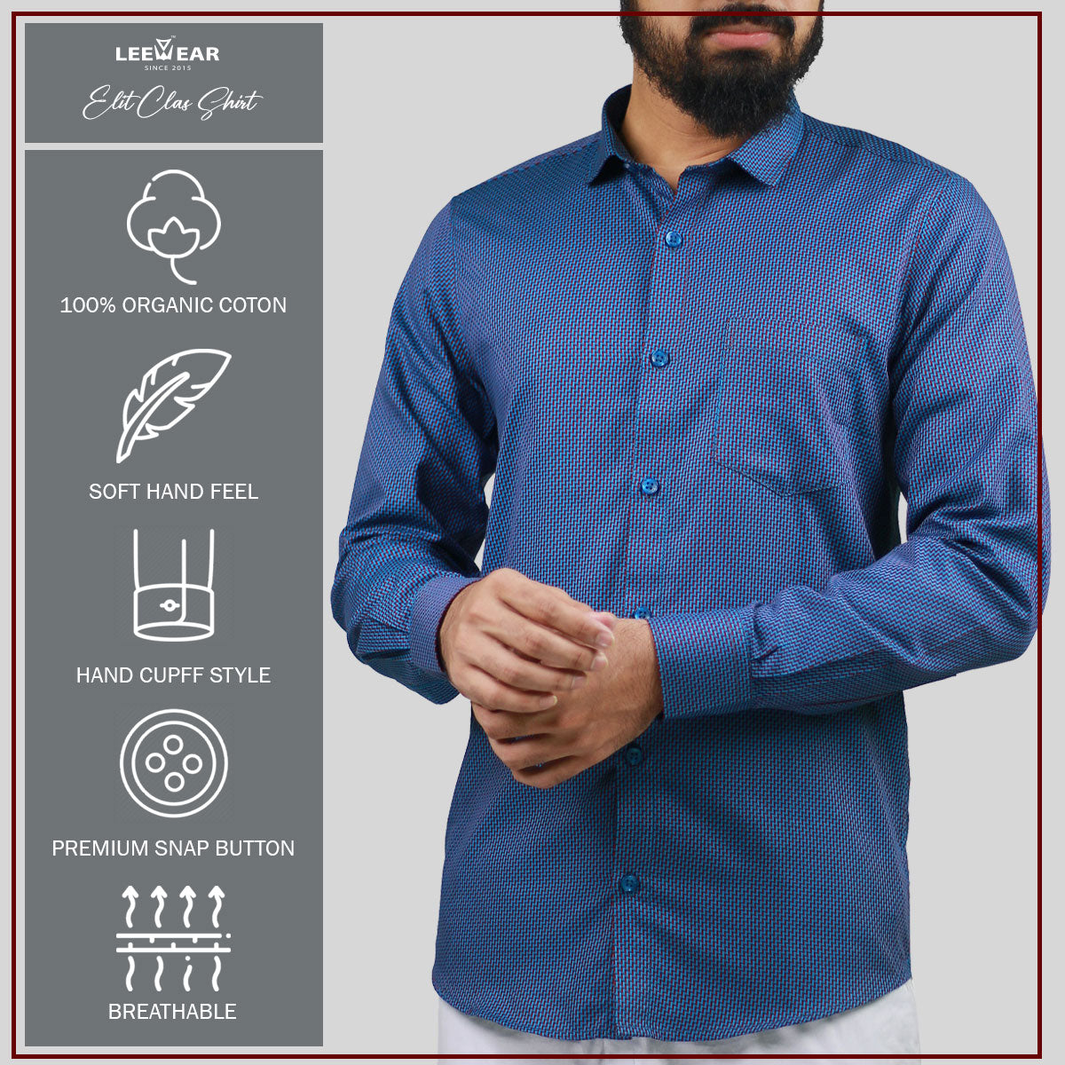 Airvind jacquard cotton long sleeve men's shirt Cerulean SH21115