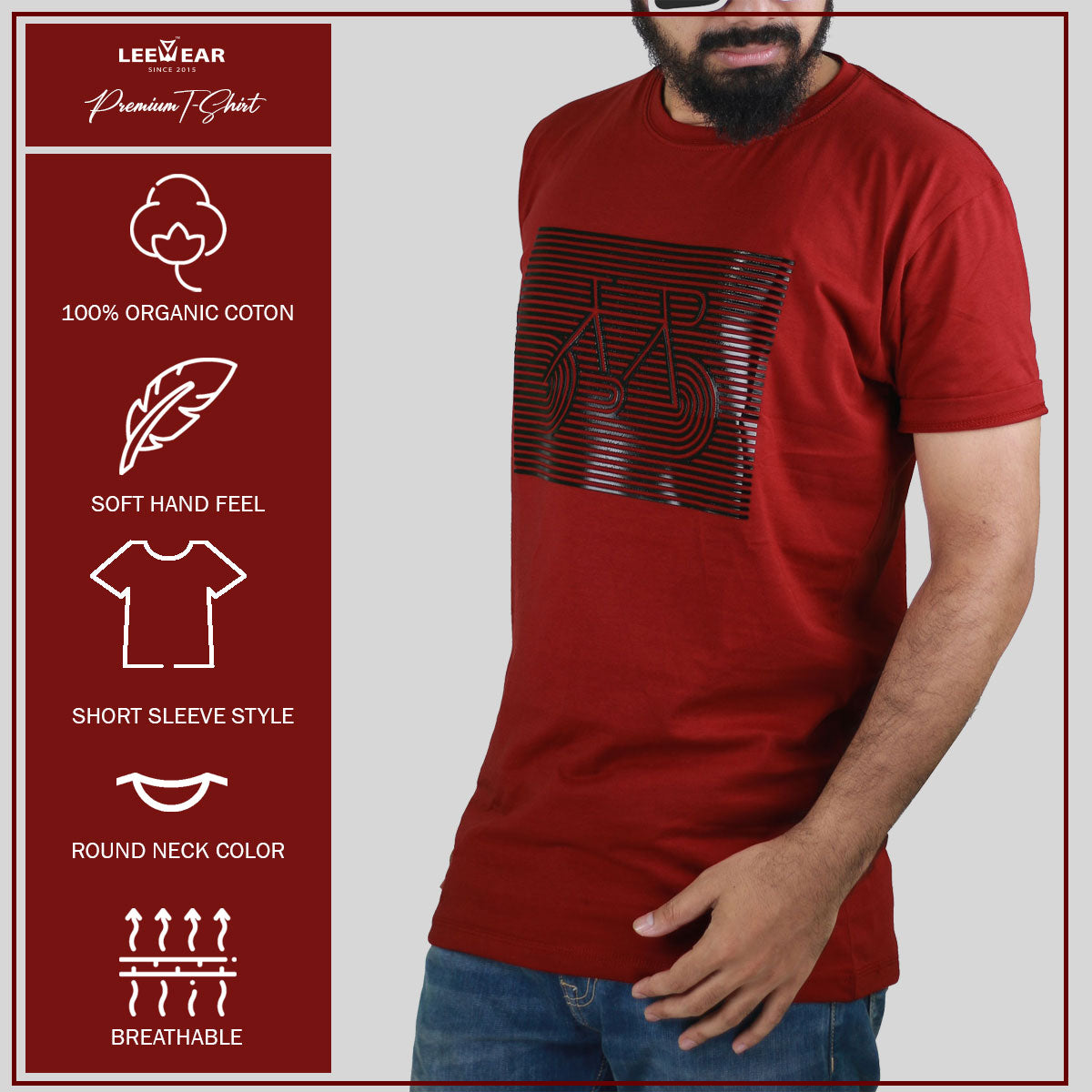 Maroon Color Bicycle Print T-Shirts TS21102