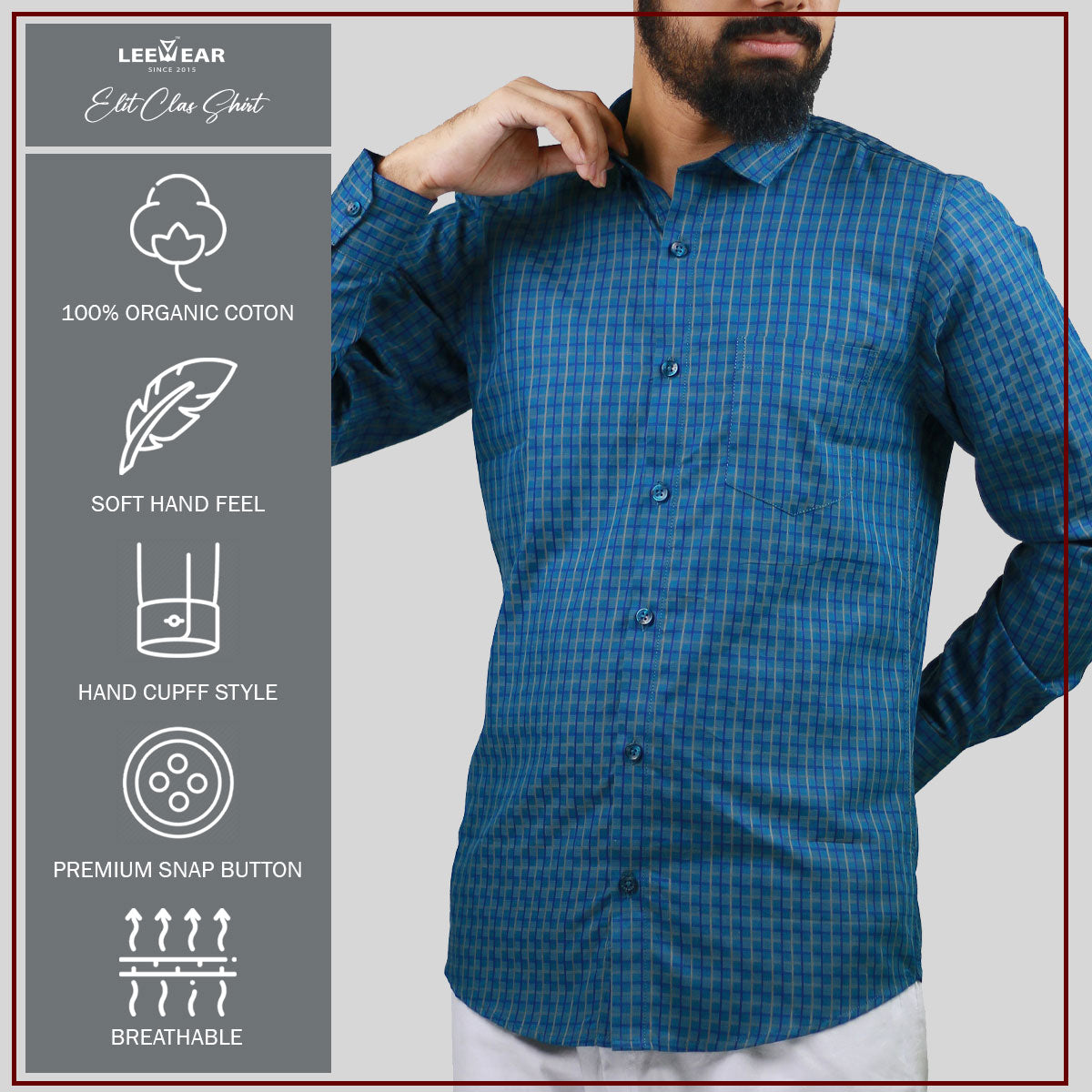 Airvind jacquard cotton long sleeve men's shirt Boston Blue SH21116