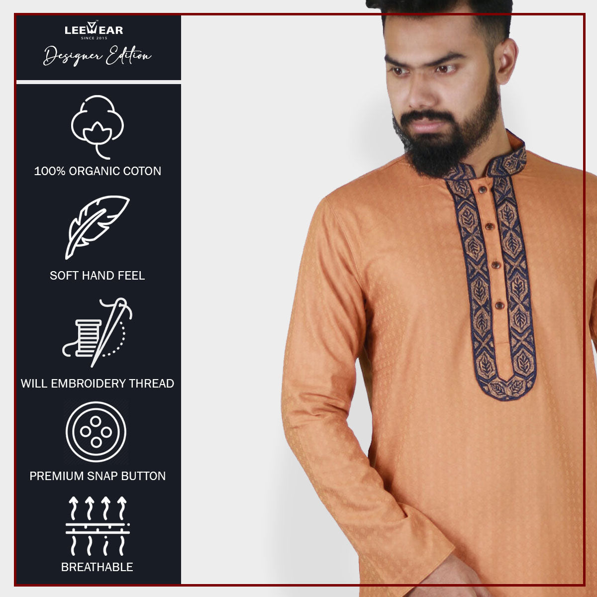 LeeWear's Linen Punjabi Kurta - Lightweight & Breathable Ethnic Wear PN21117