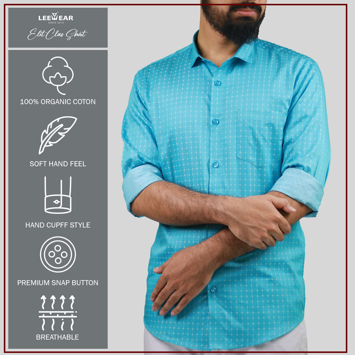 Airvind jacquard cotton long sleeve men's shirt Fountain Blue SH21110