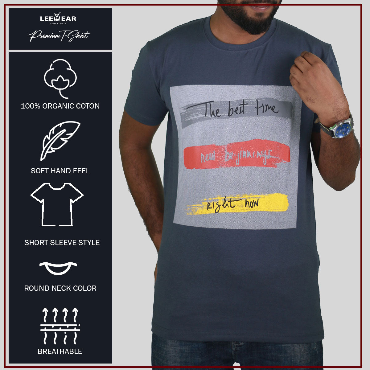 Slate Color Abstract Print T-Shirts TS21105