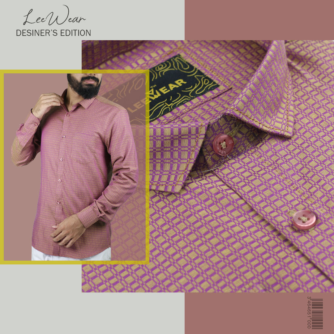 Airvind jacquard cotton long sleeve men's shirt Violet Blue SH21121