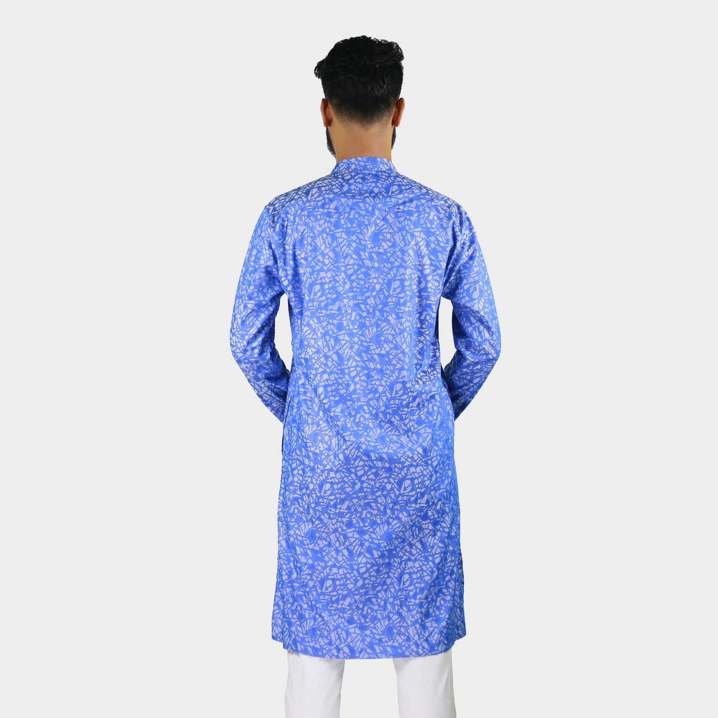 LeeWear men's jacquard cotton Punjabi kurta, mandarin collar, short placket, side pockets, long sleeves. PN21104
