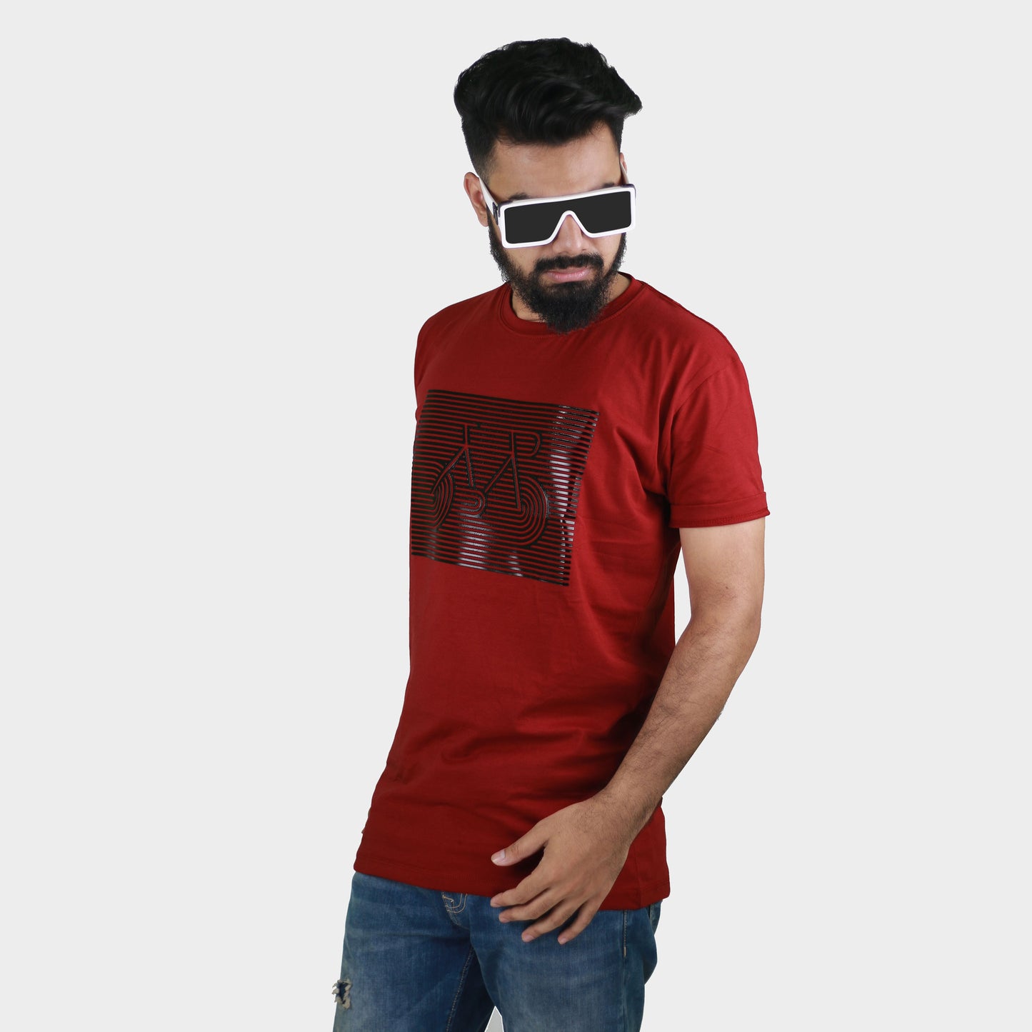 Maroon Color Bicycle Print T-Shirts TS21102