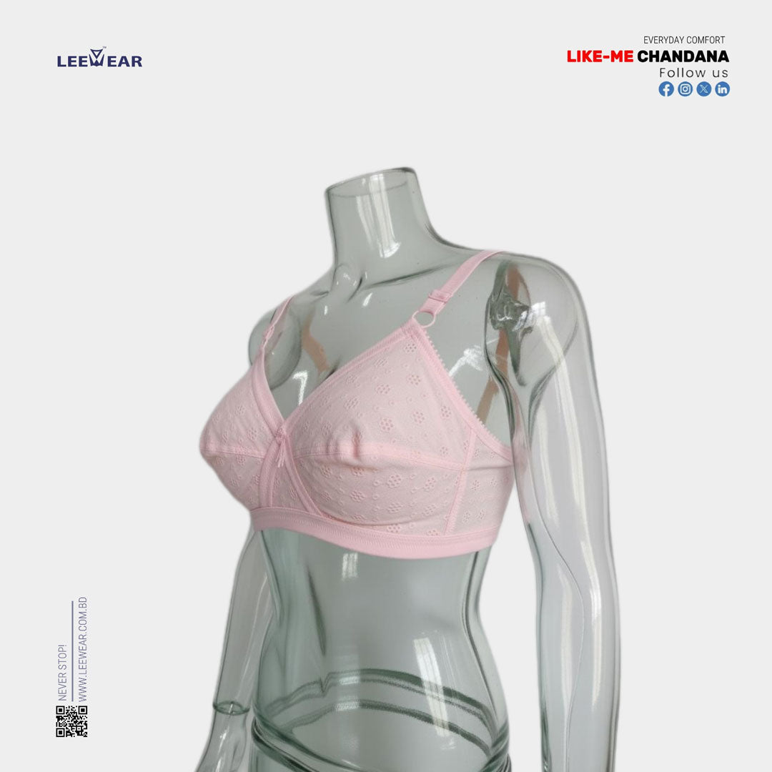 4 Pieces Bundle Offer Like-Me Chandana Embroidery Cotton Pad less Wire free Full coverage Bra BR21111-08