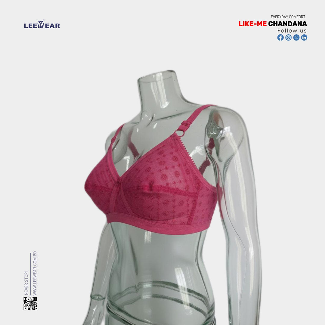 4 Pieces Bundle Offer Like-Me Chandana Embroidery Cotton Pad less Wire free Full coverage Bra BR21111-08