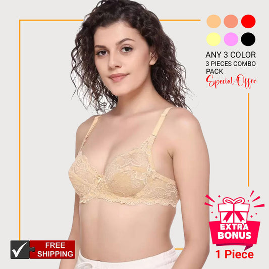 3-Piece Combo + 1 EXTRA BONUS! (Total 4 Pieces!)  Lower price per piece! 💃 Juliet Kajol Bra BR23102