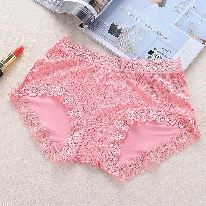 4 Color 4 Pieces Combo Offer Women's Full Coverage Lace Hipster Panty Briefs PA21114 Qty-04