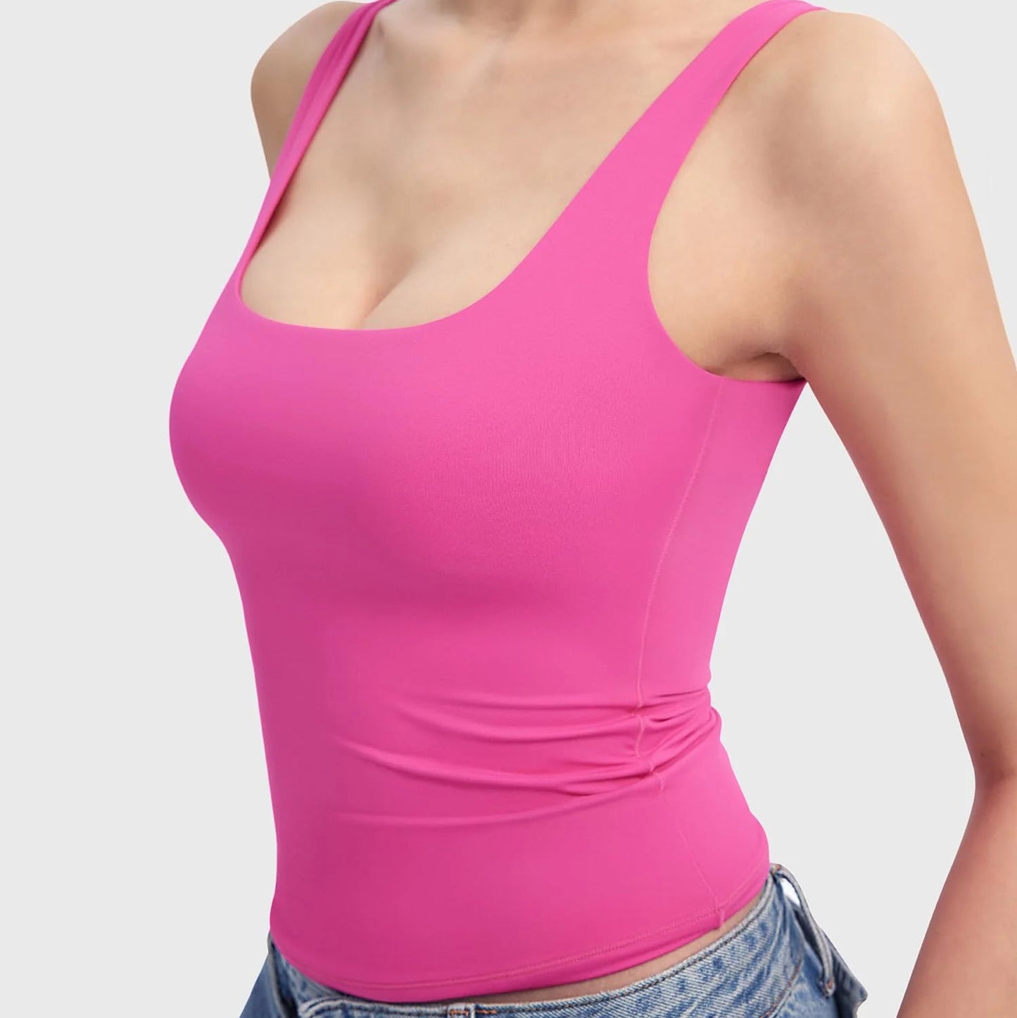 PUMIEY Brand Square Neck Sleeveless Sports Tang Top  (SBR26111)