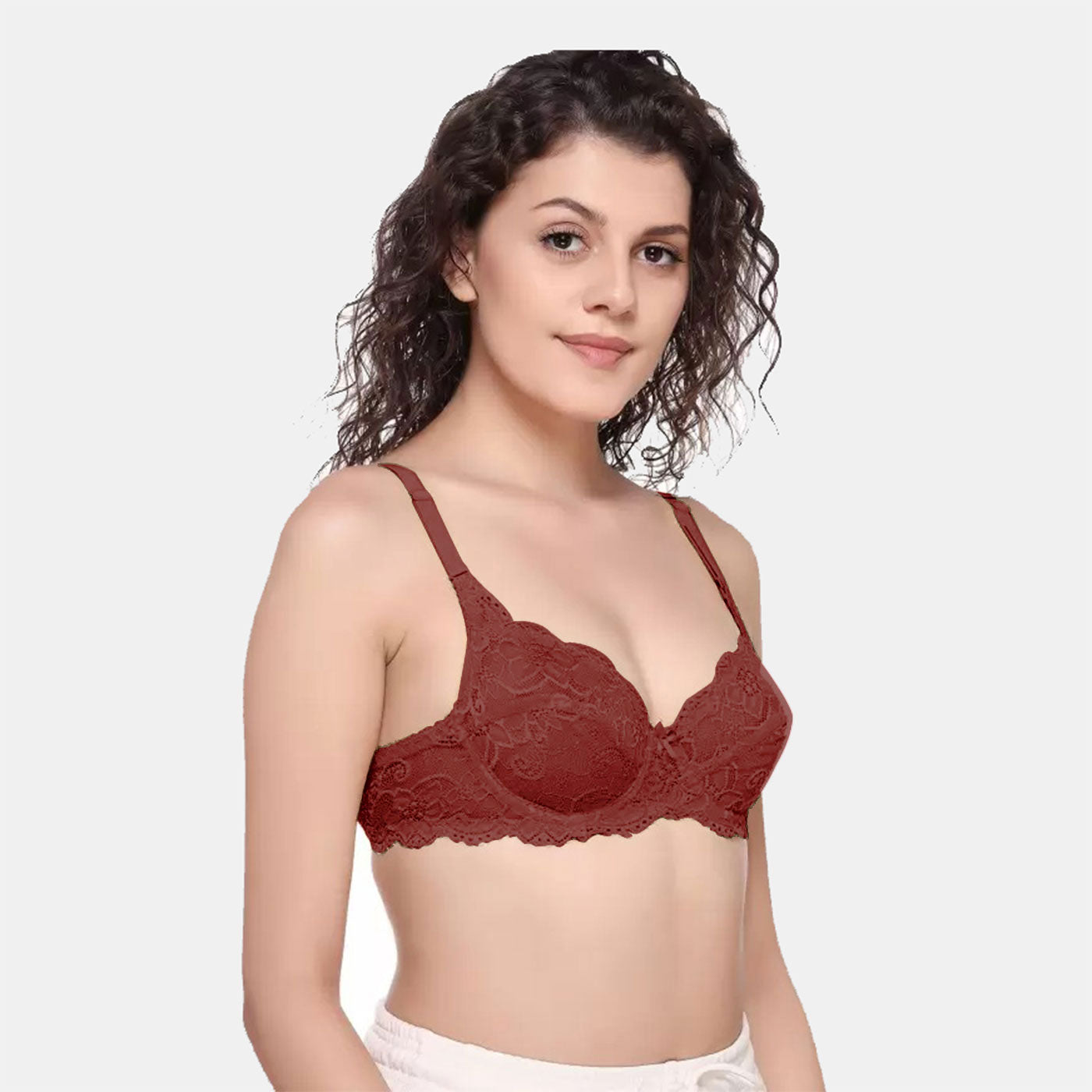 Juliet Kajol Lace Spandex Pad less Wire free Full coverage Bra BR23102