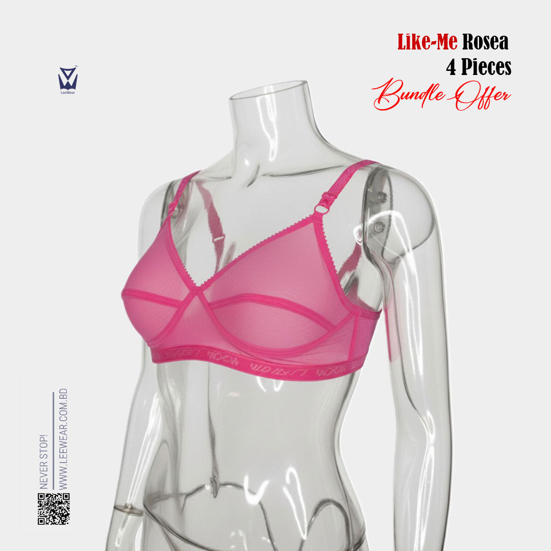 4 Pieces Bundle Offer Like-Me Rosea Plain Voile Cotton Fabrics Bra BR21114-01