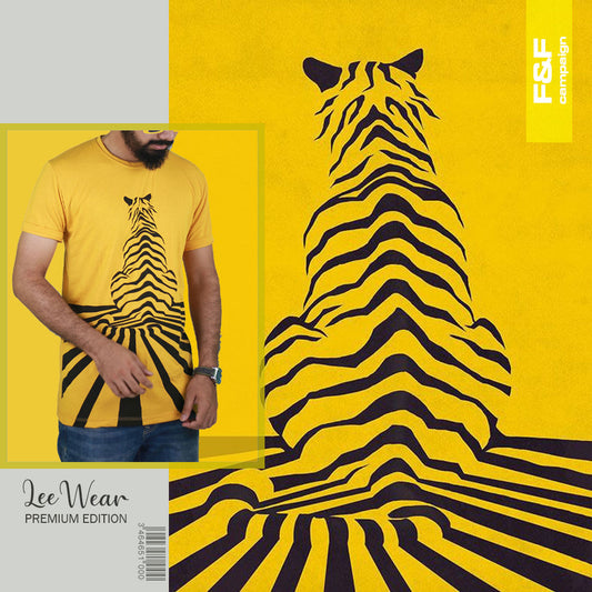 Yellow Color Tiger Print T-Shirts TS21101