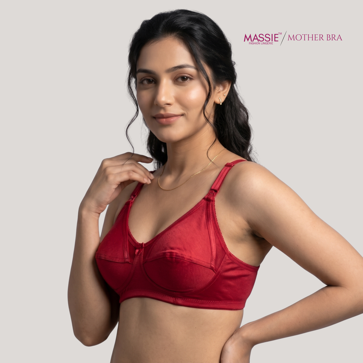 Soft on mom, easy for baby—MASSIE Mother Bra