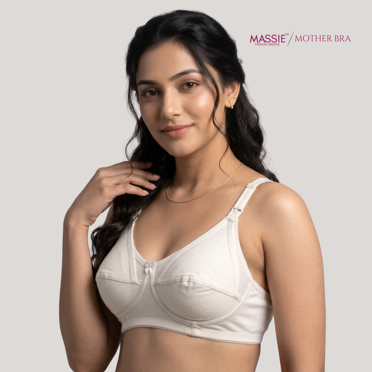 Soft on mom, easy for baby—MASSIE Mother Bra