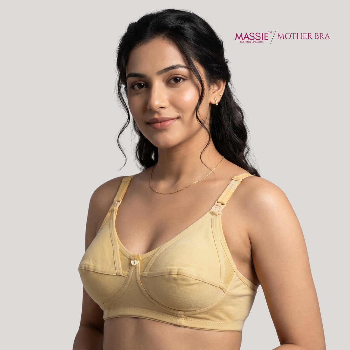 Soft on mom, easy for baby—MASSIE Mother Bra